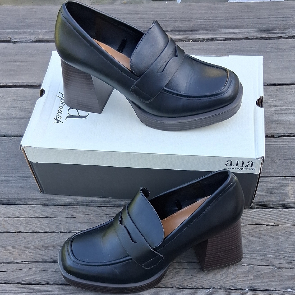 a.n.a Black Heels with Slip-On Design